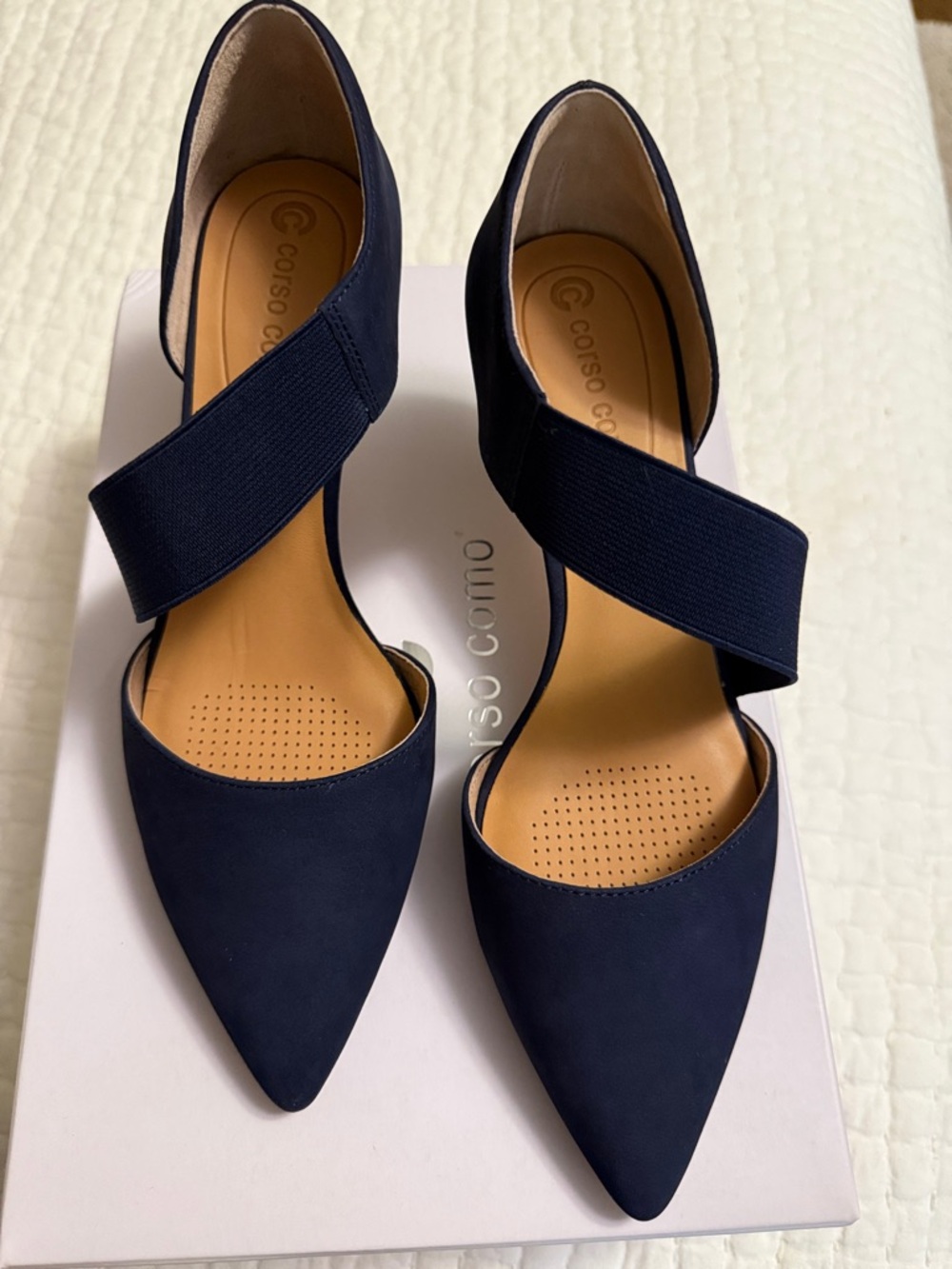 NIB Corso Como Navy Denice Pumps with Elastic Strap